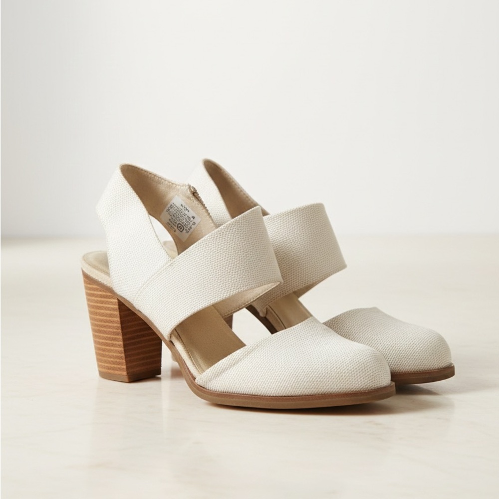 Toms Cream Block Heel Sandals